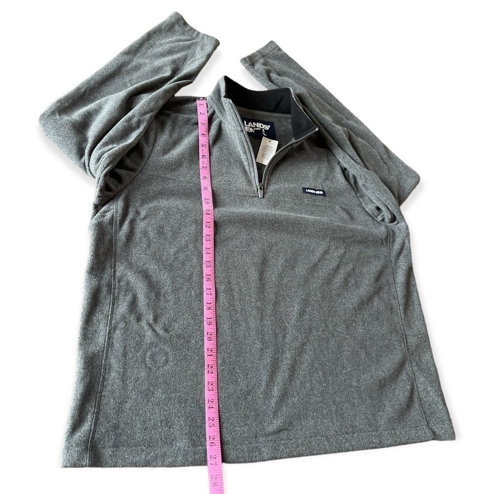 NWT Lands’ End Men’s Oeko-Tex Grey Fleece Quarter Zip Pullover, XL - Picture 9 of 10